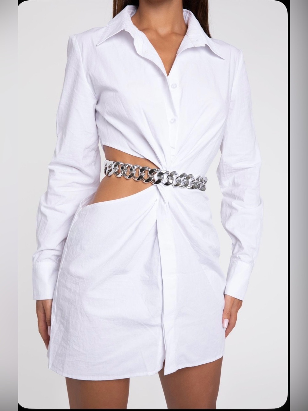 Heiress Beverly Hills White Chain Shirt Dress size XXS
